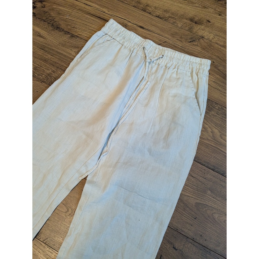 Sympli NYC Women's Linen Blend Drawstring Waist Casual Pants Trousers Sz S 28x31